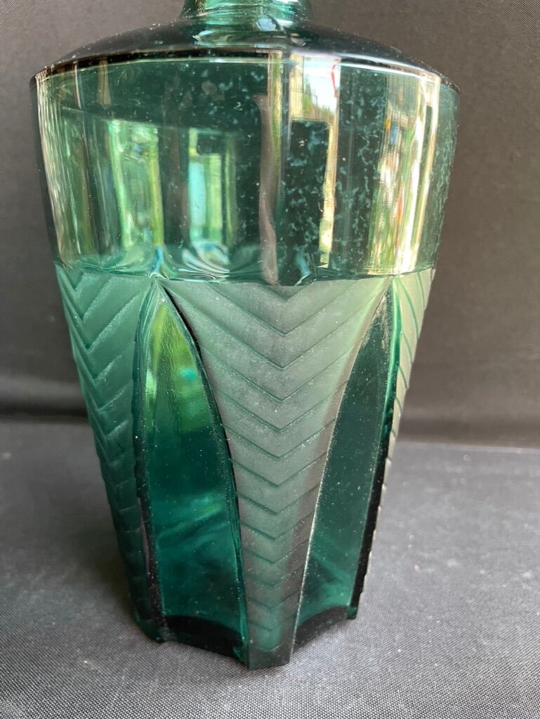 Carafe Art déco bleu turquoise