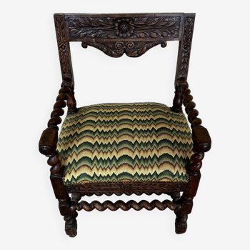 Louis XIII period armchair in solid walnut