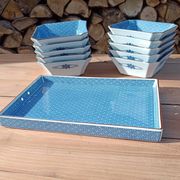 Asian set of platter and ten ramekins