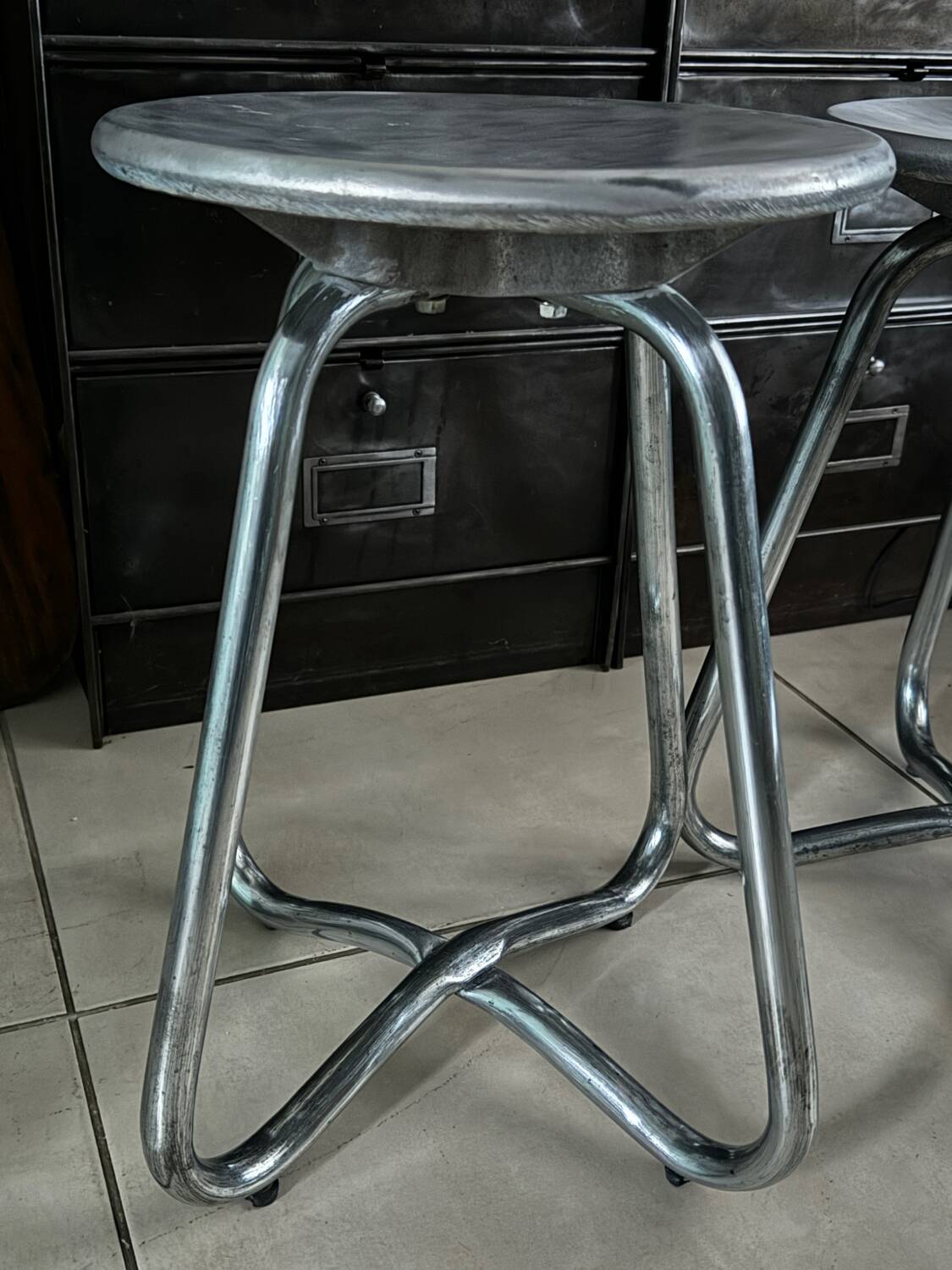 Vintage aluminium cast stools