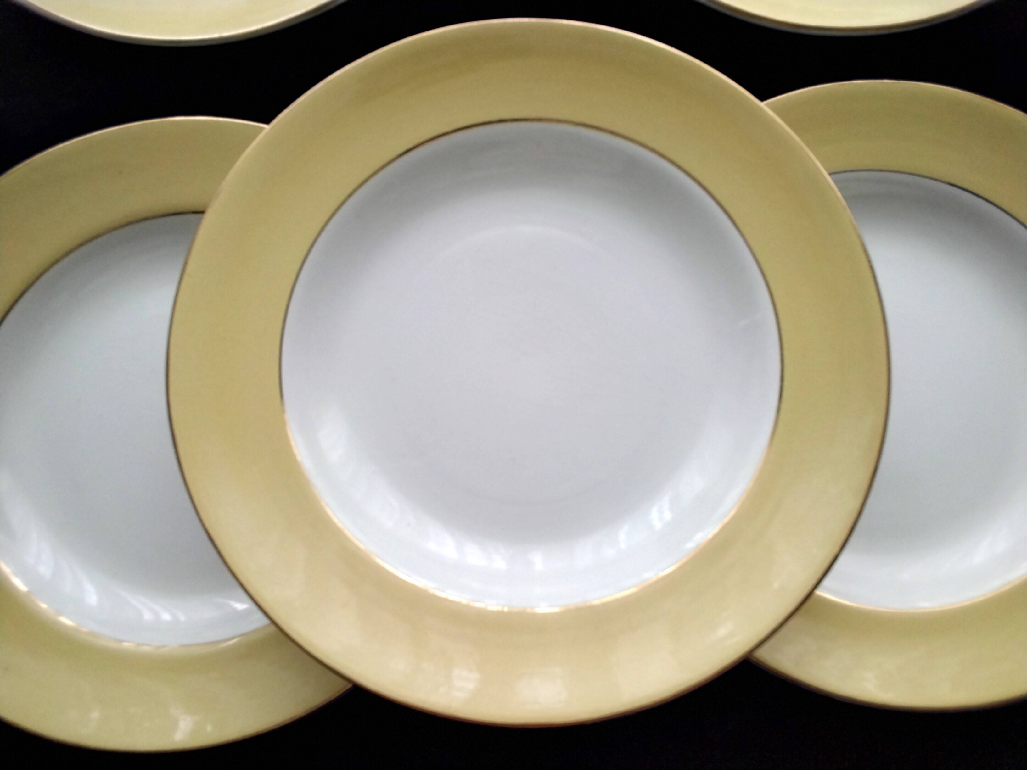 6 St Amand earthenware soup plates, L'Amandinoise Model 7894