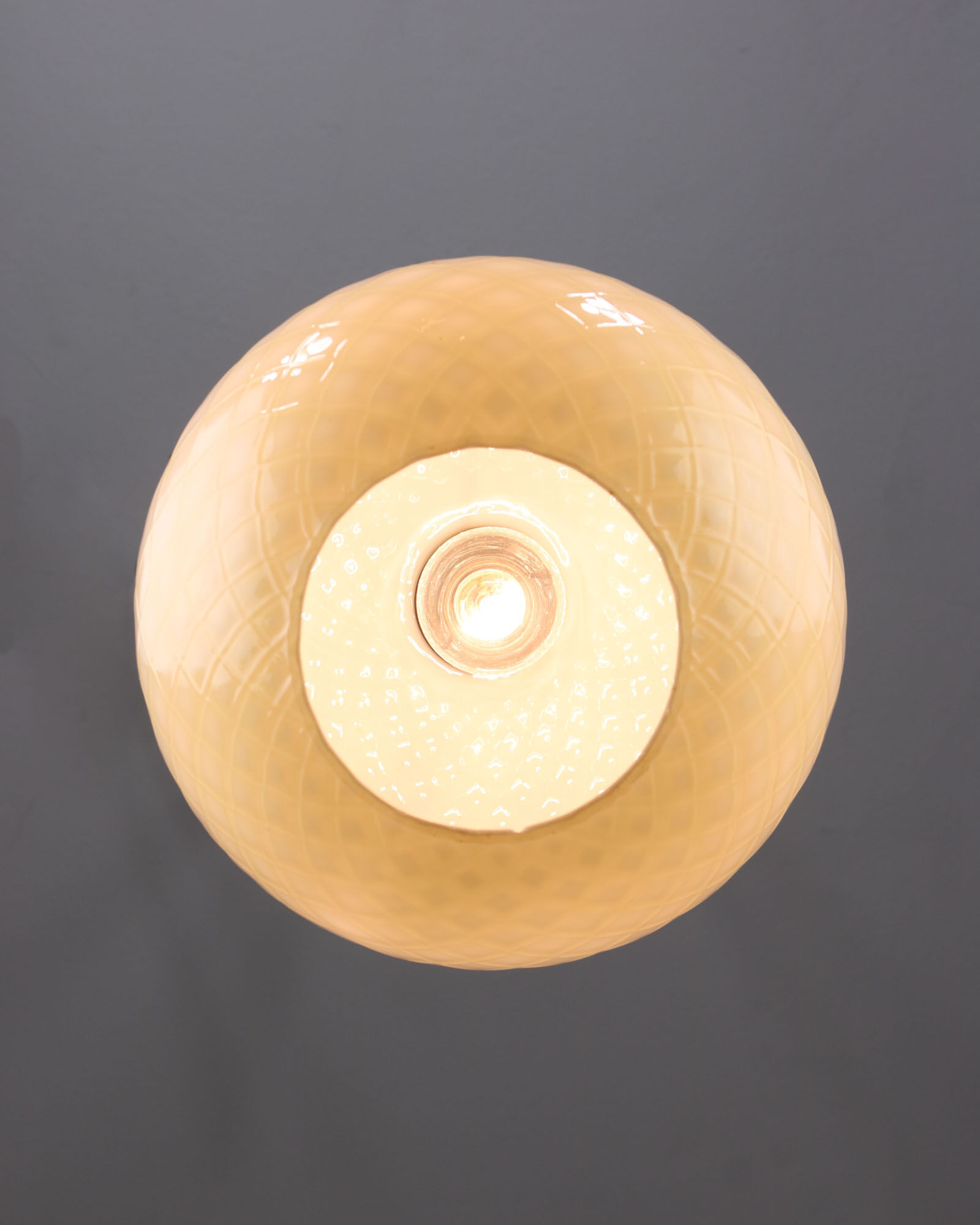 Mid-century Yellow & Brass Pendant Lamp