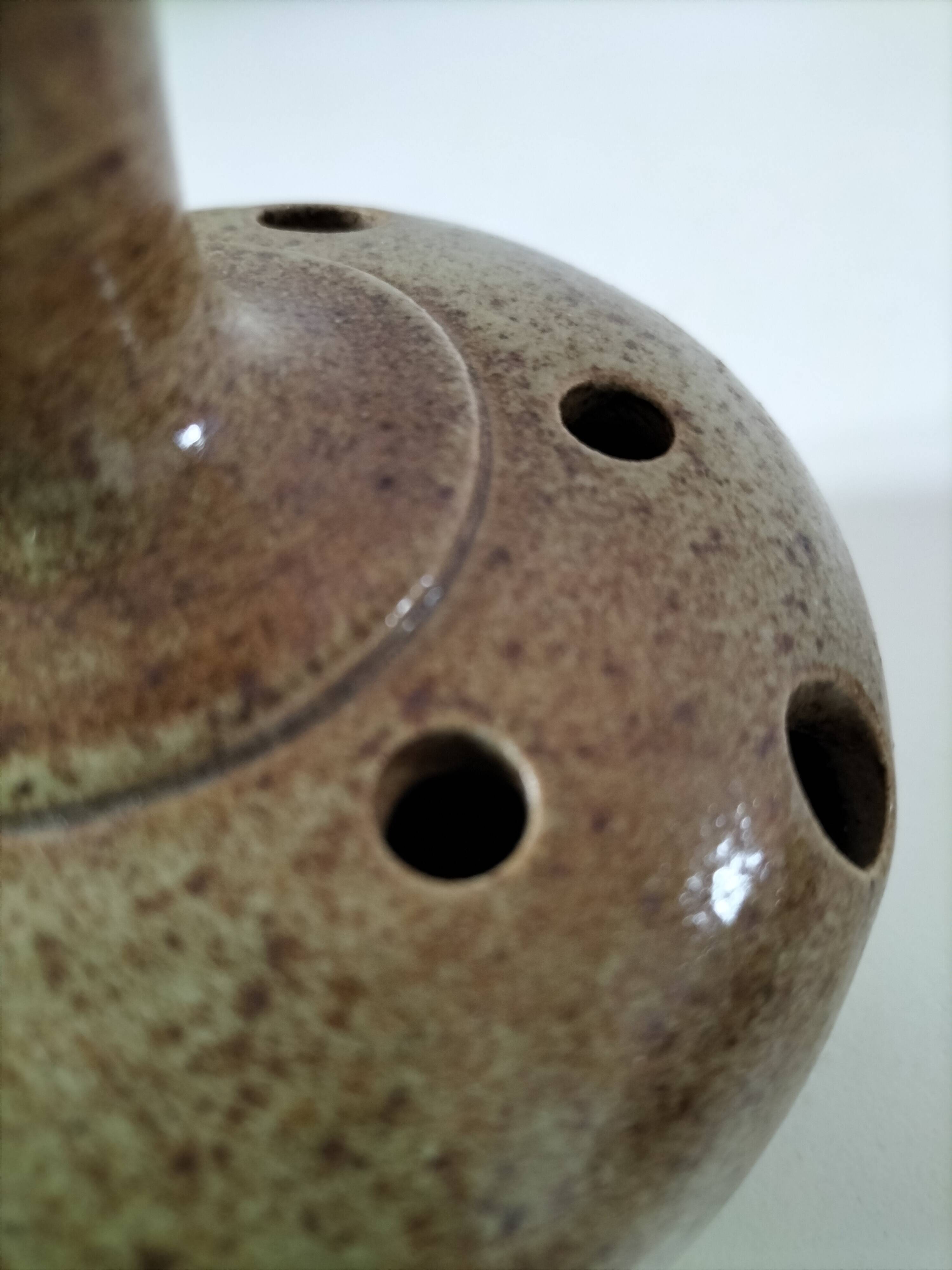 Flower vase in stoneware, signed