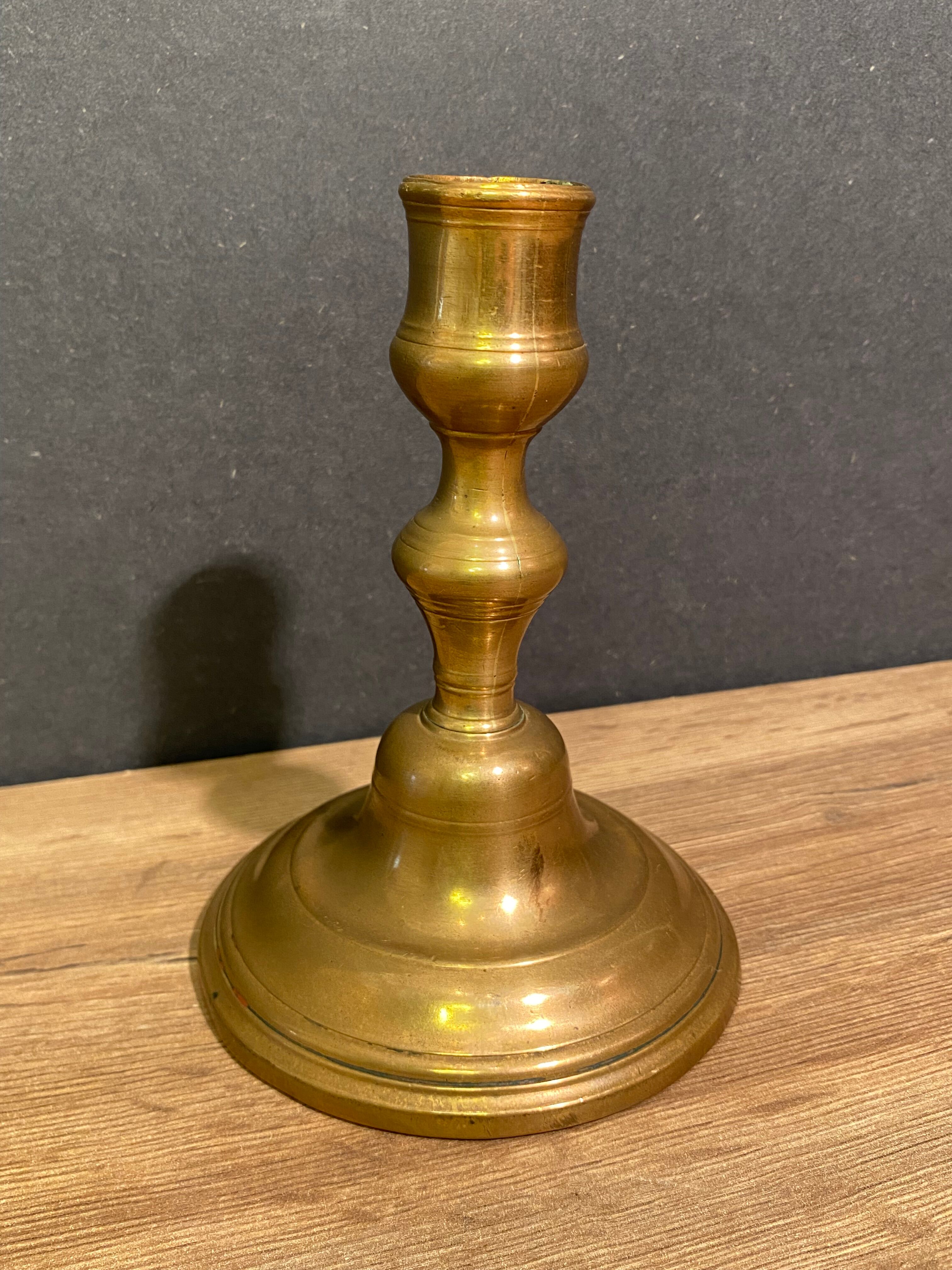 Eighteenth-century brass bronze candle holder