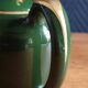 Vintage Teapot Mehun France Numbered, Green and Gold Porcelain