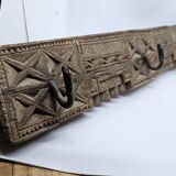 Coat hook 3 hooks in carved teak