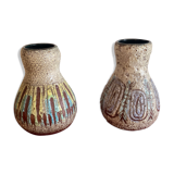 Pair of ceramic vases Accolay vintage africanist decoration 1960