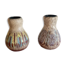 Pair of ceramic vases Accolay vintage africanist decoration 1960