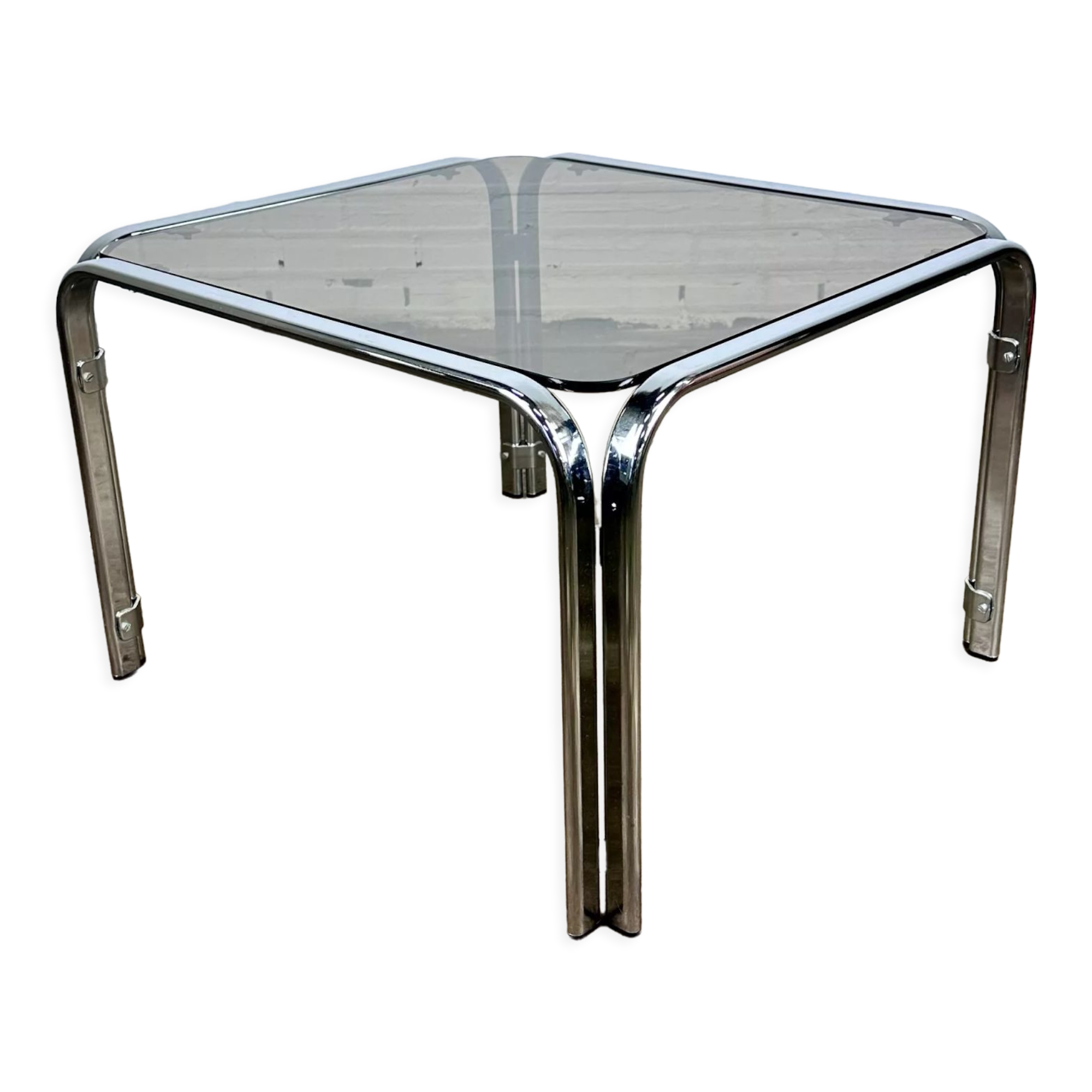 Coffee table with smoke glass & chrome frame