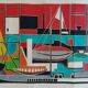 Gouache on paper signed mid-20th century boats port 1959