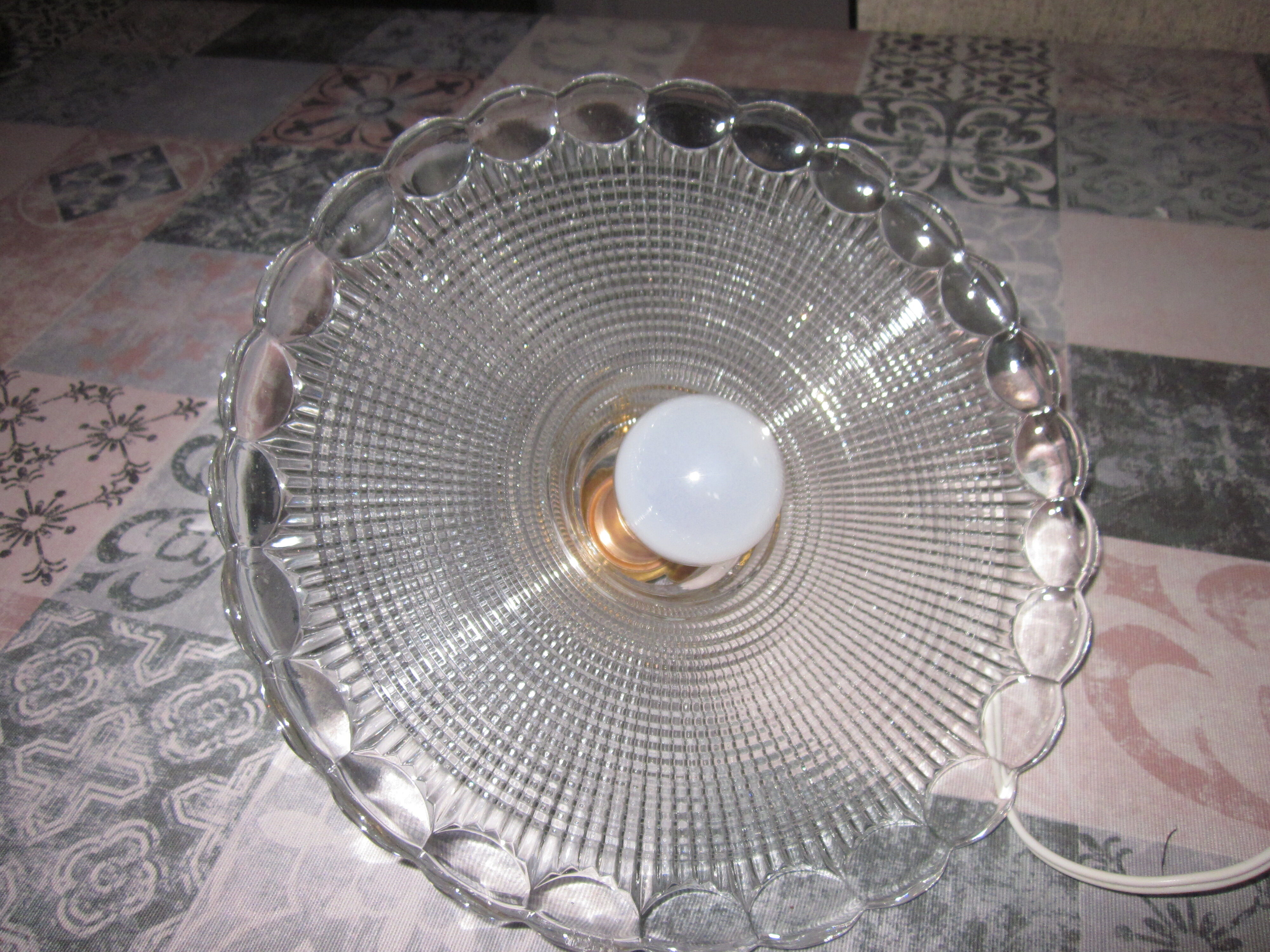 Glass hanging lamp of the 50s