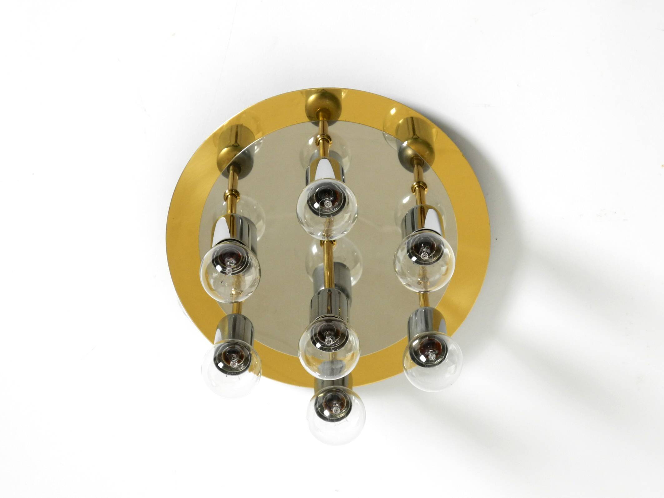 80s Post-Modern Ceiling Lamp by Schmidt Leuchtenfabrik, in brass and chrome