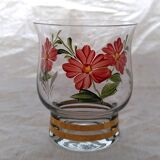 6 verres dorés et peint à la main de fleurs