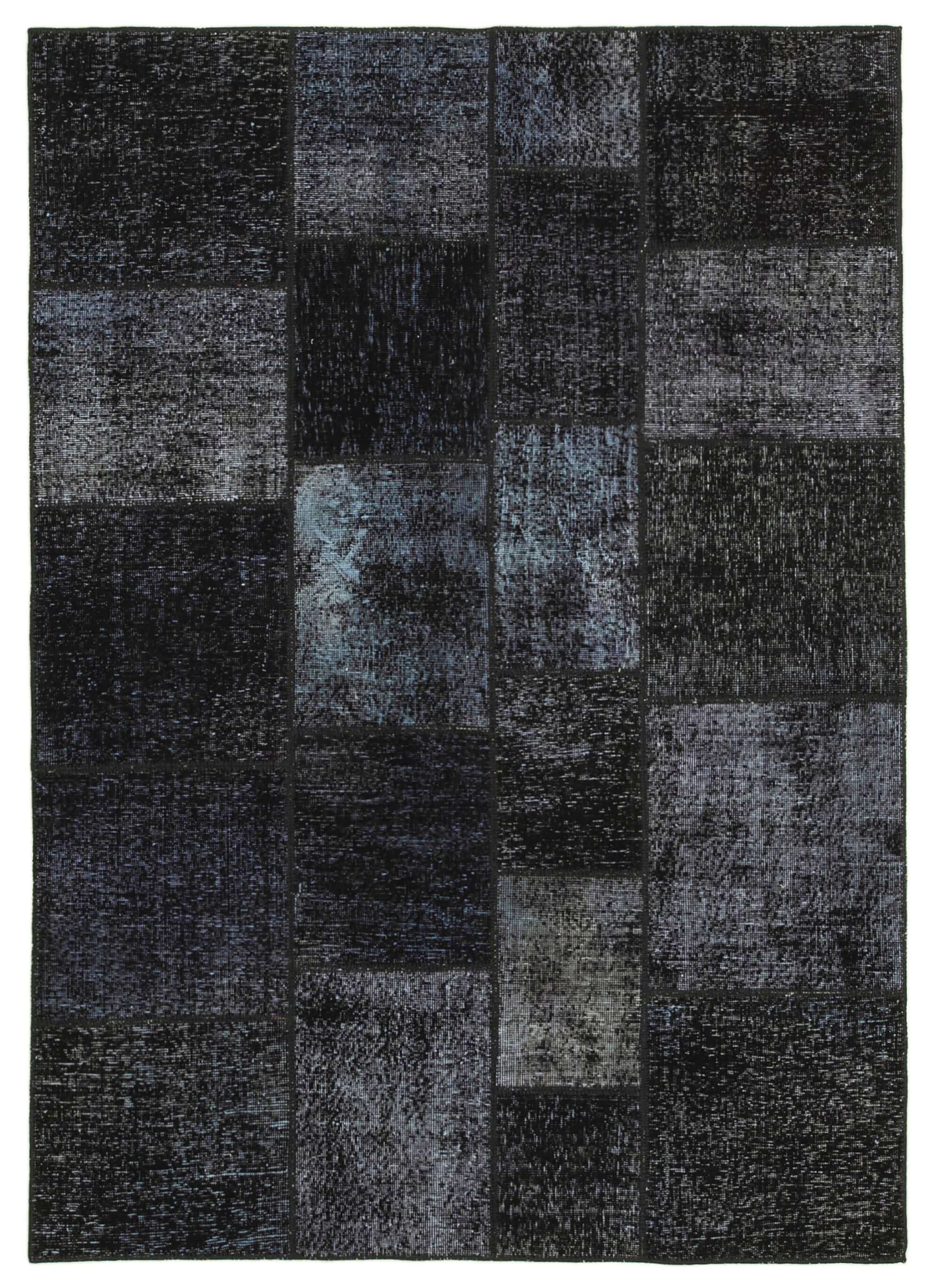 Handmade anatolian vintage 172 cm x 241 cm black patchwork carpet