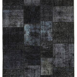 Handmade anatolian vintage 172 cm x 241 cm black patchwork carpet