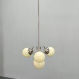 Bauhaus Globe Chandelier Czechoslovakia 1930s Chrome Pendant
