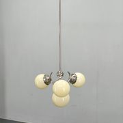 Bauhaus Globe Chandelier Czechoslovakia 1930s Chrome Pendant