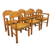Suite de 6 fauteuils scandinaves vintage Rainer Daumiller en pin années 60