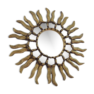 miroir soleil en bois
