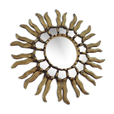 Sun mirror in gilded wood with inlays