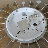 "Sun" wall lamp in chrome metal and frosted glass 80s 90s