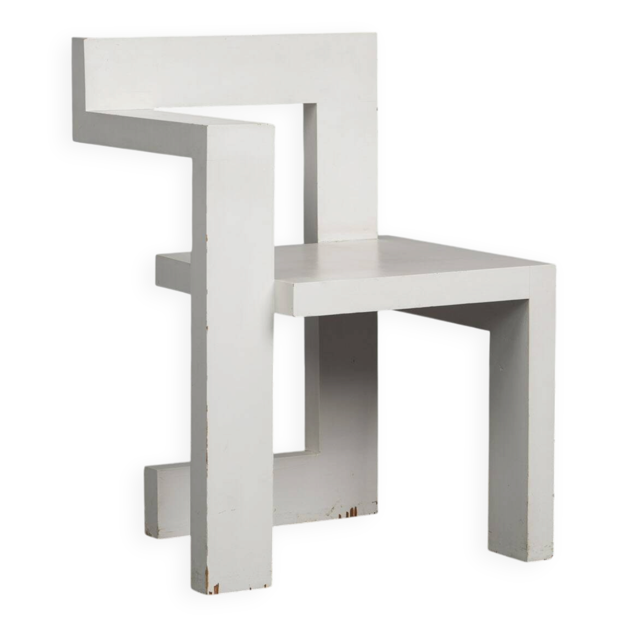 Chaise en bois moderniste asymétrique, Pays-Bas, années 1970