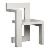 Chaise en bois moderniste asymétrique, Pays-Bas, années 1970