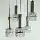 1960s mid century PENDANT LIGHT 5-light cascading lamp faceted glass and chrome