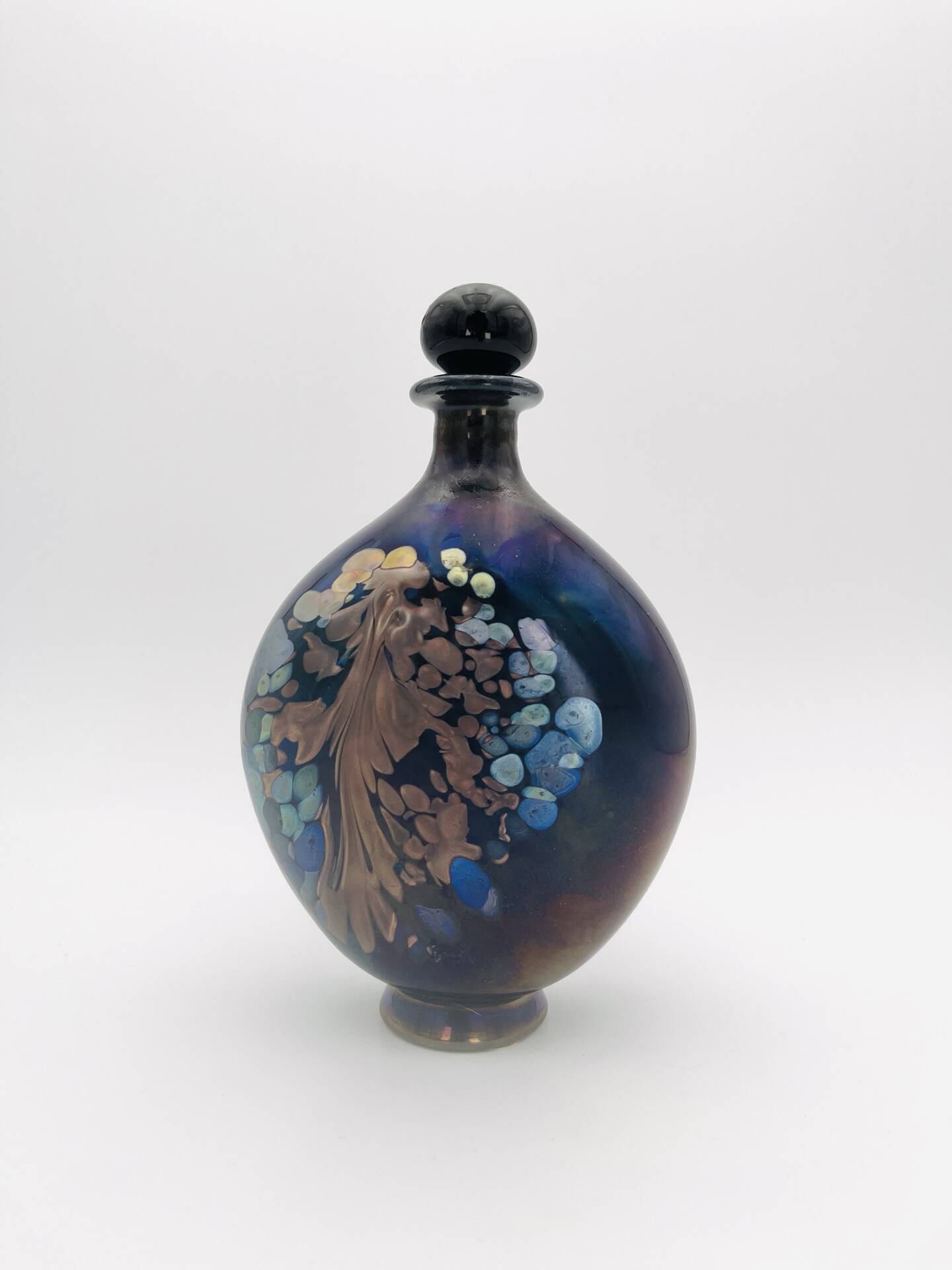 Perfume Bottle Robert Pierini Studio Glass 1984 Iridescent 21.5cm