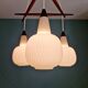 Scandinavian chandelier in teak and white opaline, 1960s