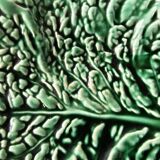 Ceramic bowl empty pocket green cabbage leaf Sarreguemines Years