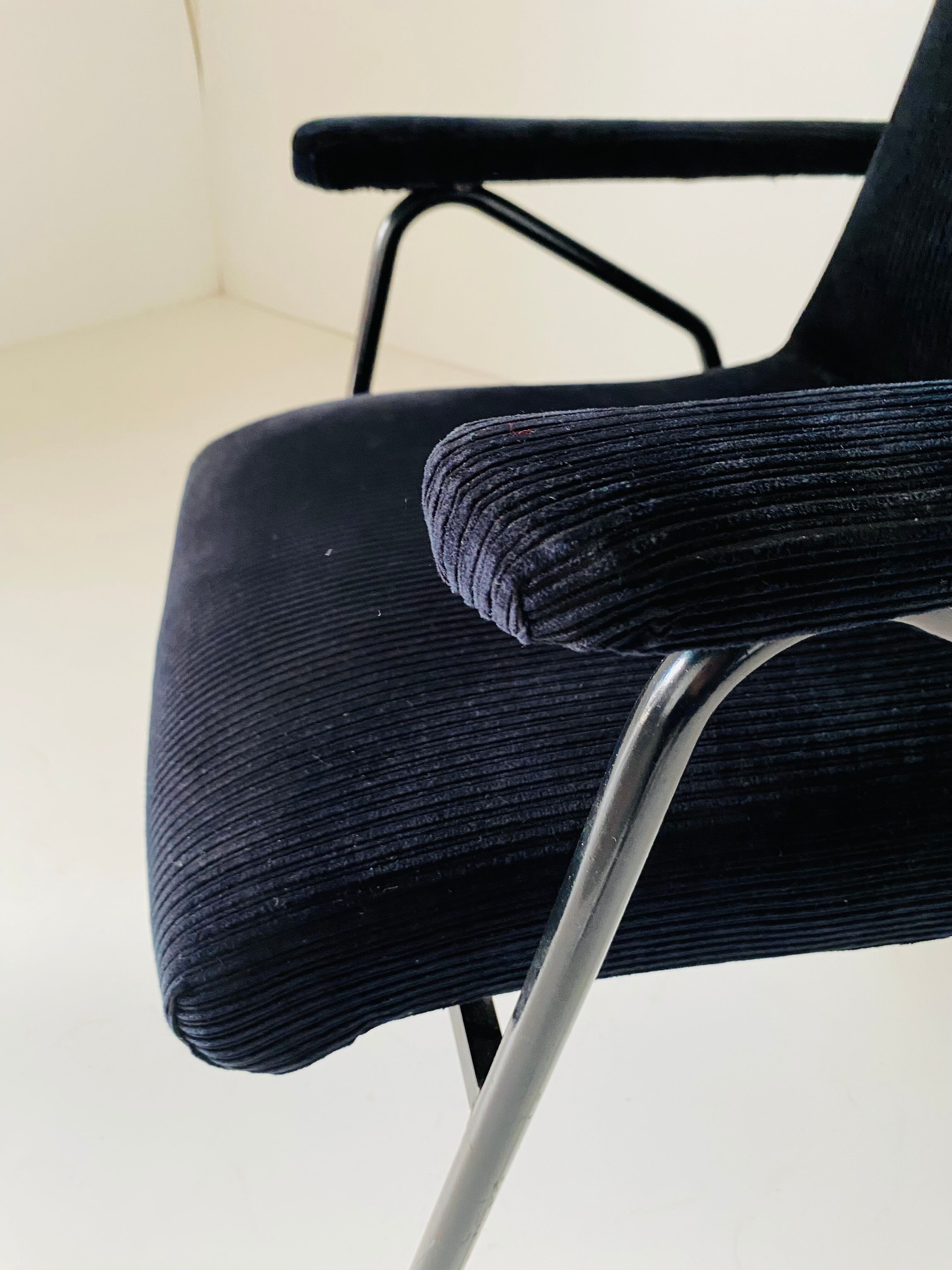 1960s vintage black velvet armchair