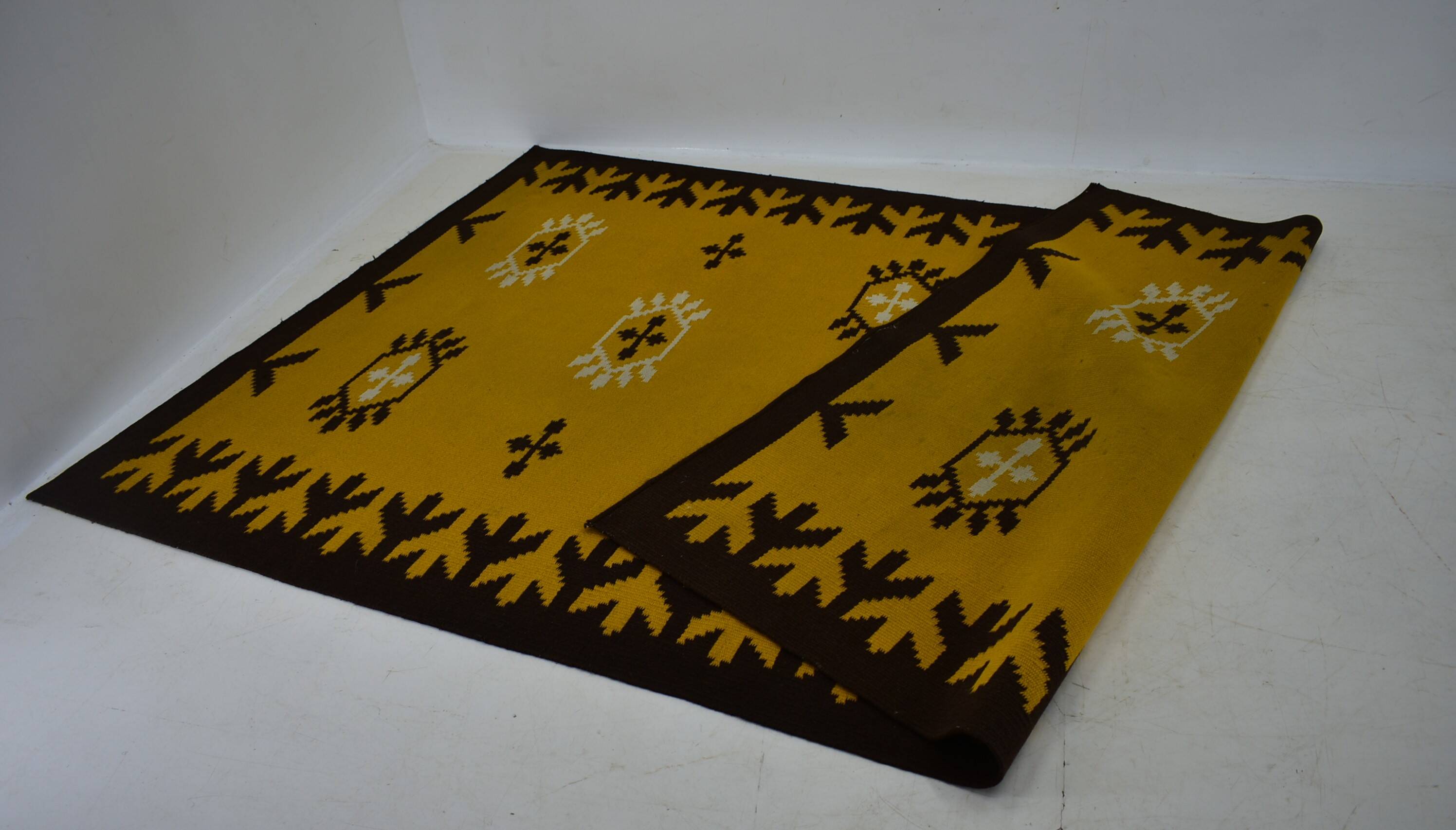 Midcentury design geometric rug / carpet, 1970s / Czechoslovakia