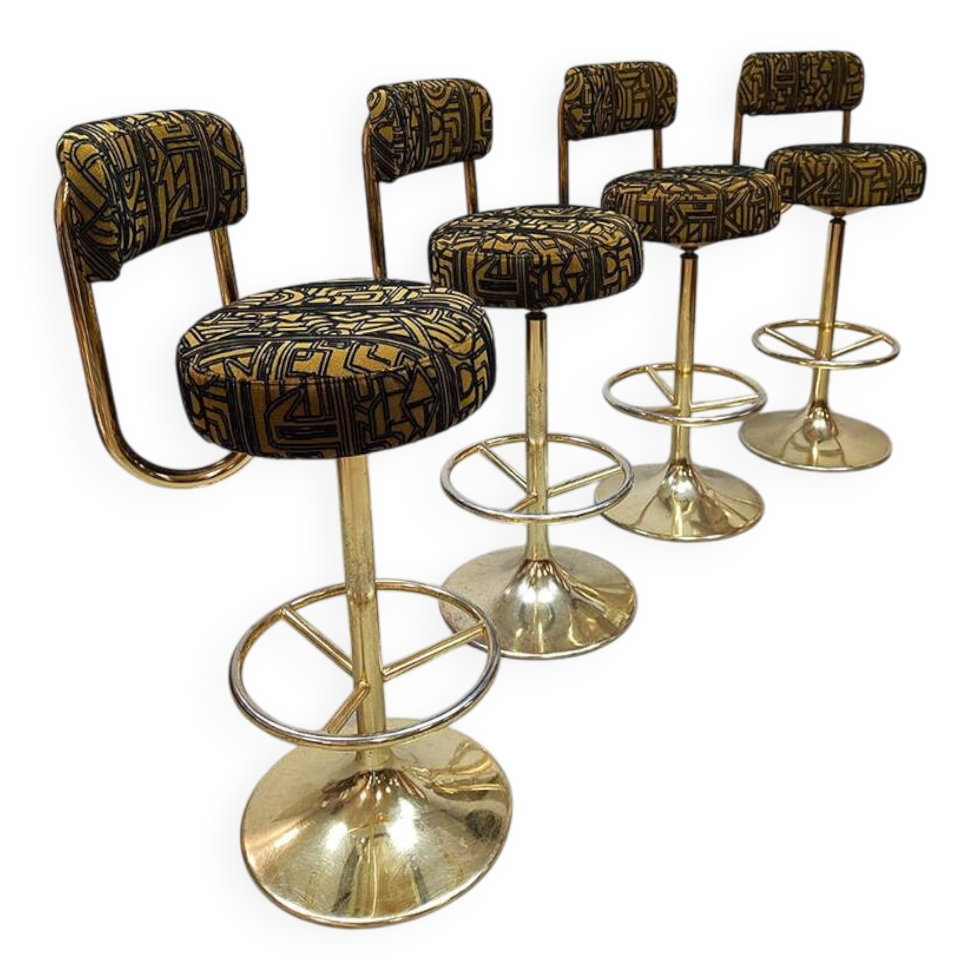Vintage Swedish design Cobra barstools Borje Johanson ‘Art Deco print’