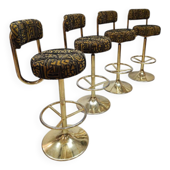 Vintage Swedish design Cobra barstools Borje Johanson ‘Art Deco print’