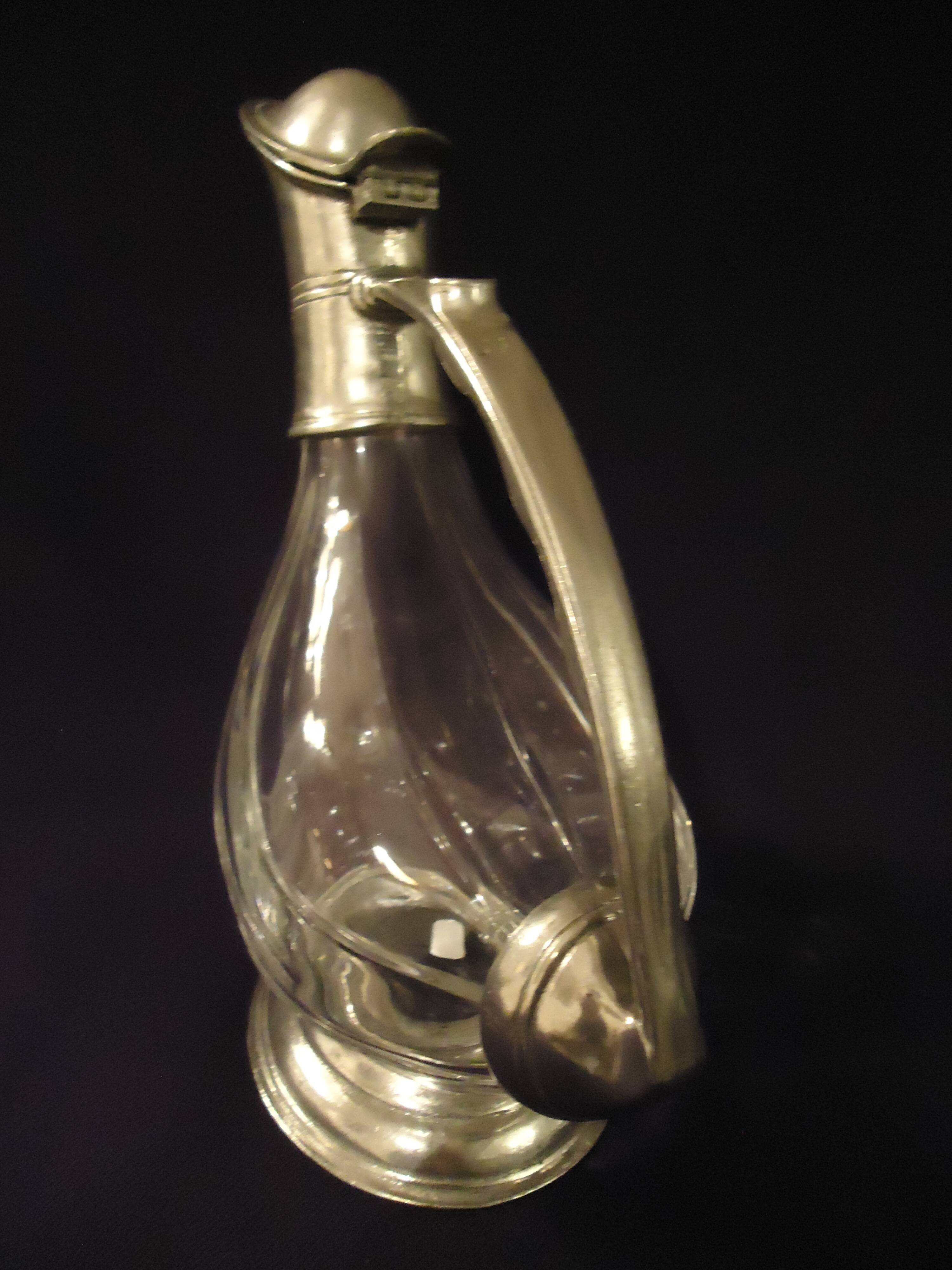 Wine carafe, duck design, glass and metal A553