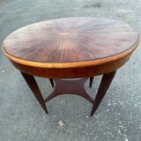 Oval table in rosewood and sycamore