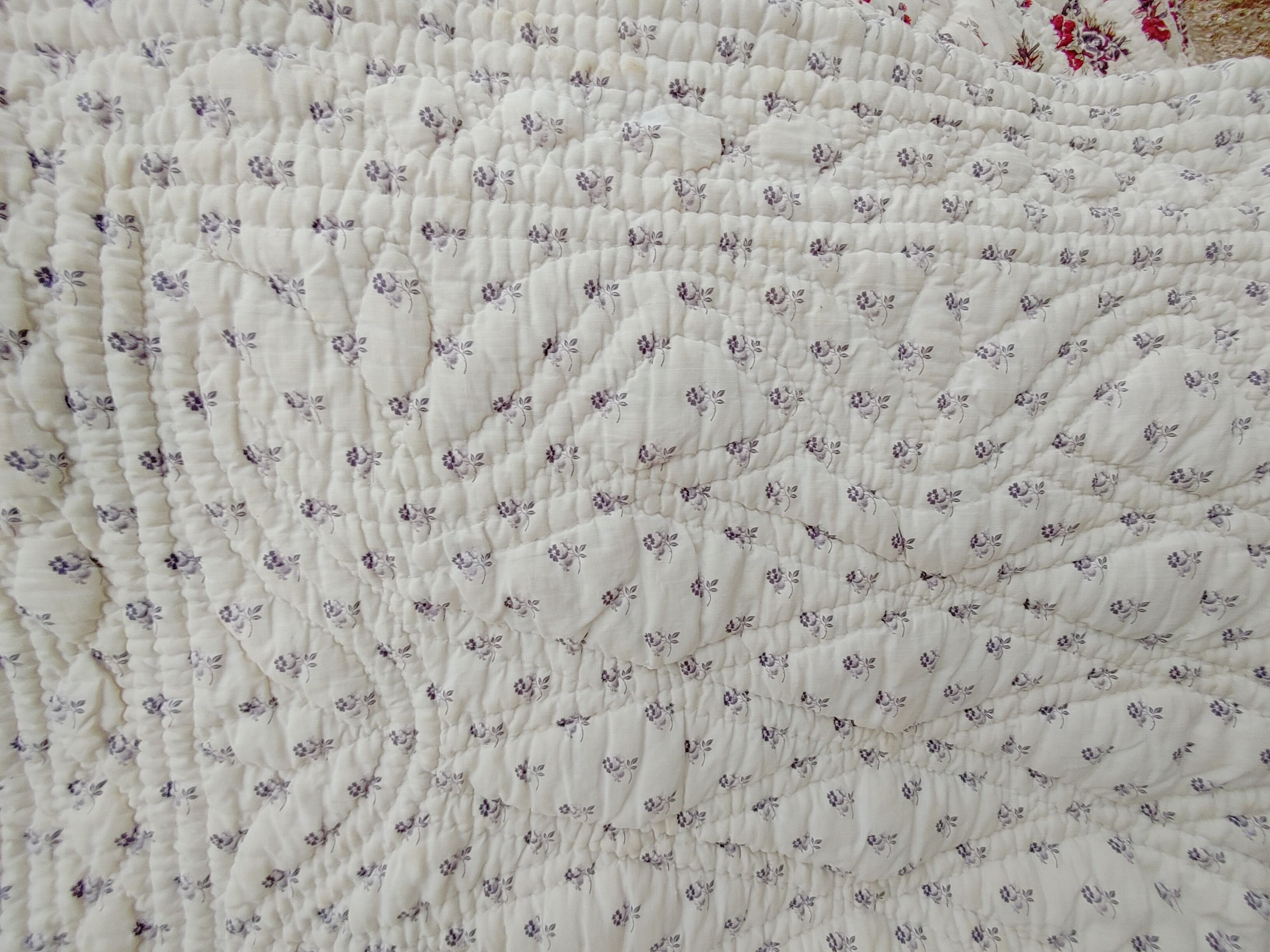 Boutis old antique quilted blanket with floral decoration - circa 1900/1920