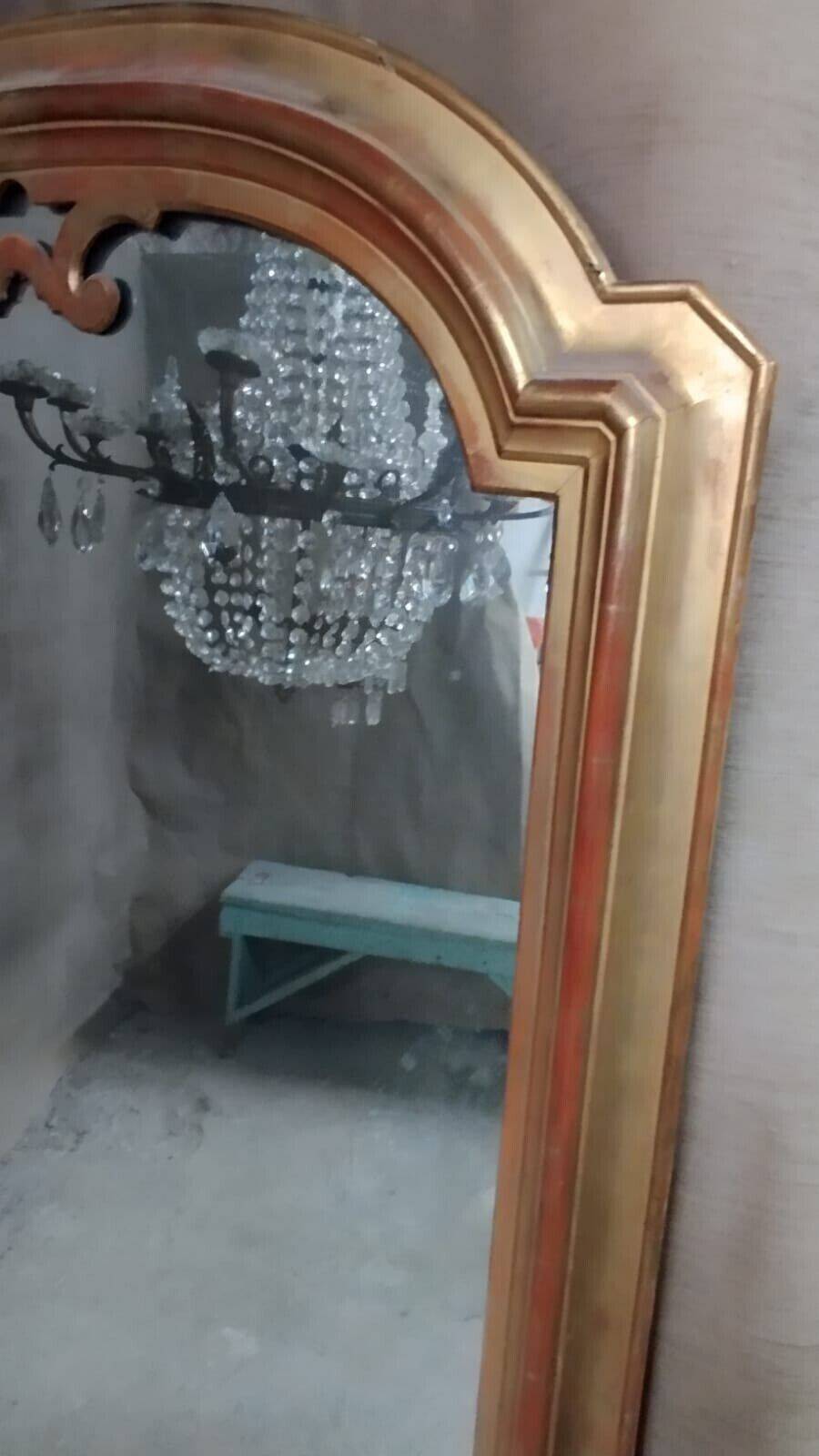 Grand miroir italien à la feuille d'or du 19ème siècle