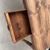 Antique farm table from the 1950s, with 3 drawers and turned legs