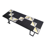 Importante table basse vintage 1950 ceramique & acier 50s 1950s vallauris