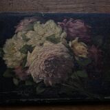 Oil on wood 19th century cut flowers