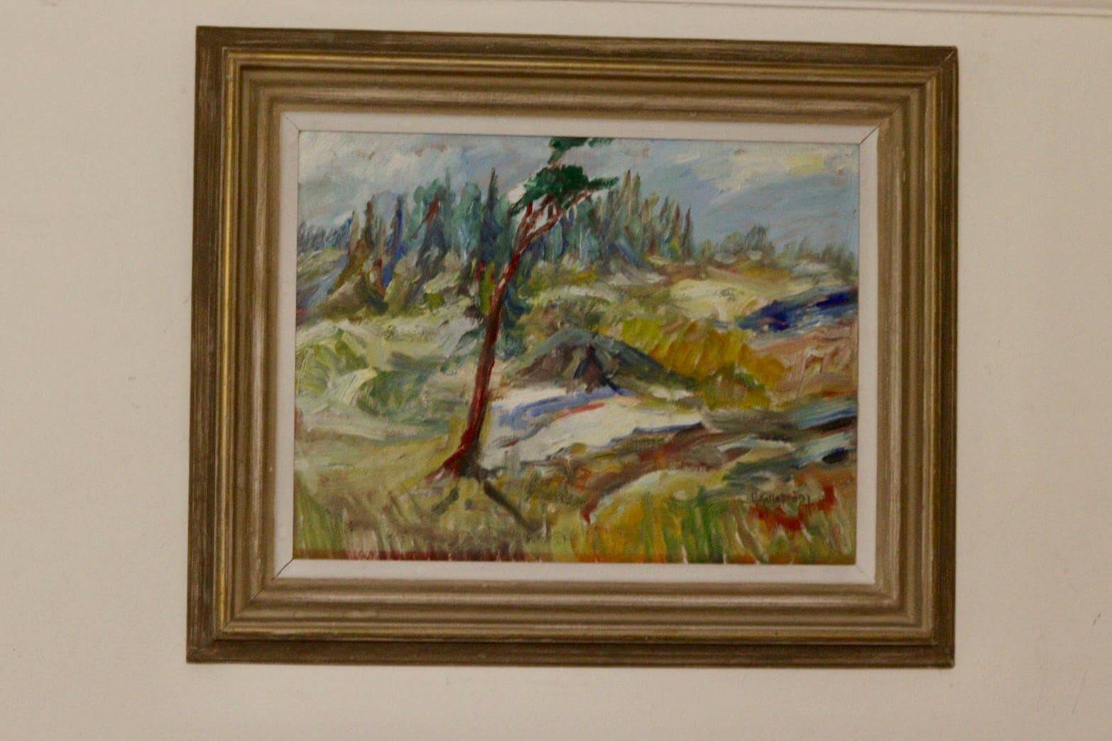 Framed oil on panel "Landscape", Sweden mid 20th century