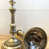 Ancienne paire de bougeoirs chandeliers flambeaux époque Louis Philippe argent