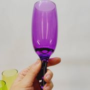6 multicolored glass champagne flutes red orange yellow green blue purple