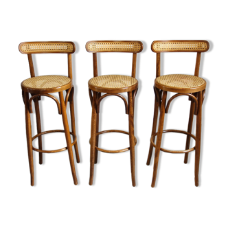 3 stools bistro wood and cannage