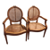 Caned armchairs