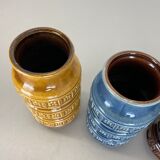 Set of Three Pottery Fat Lava Vases "Multi-Color" by Scheurich, Germany, 1970s