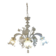 Murano Style Glass Clear and Gold Chandelier With Flowers and Leaves