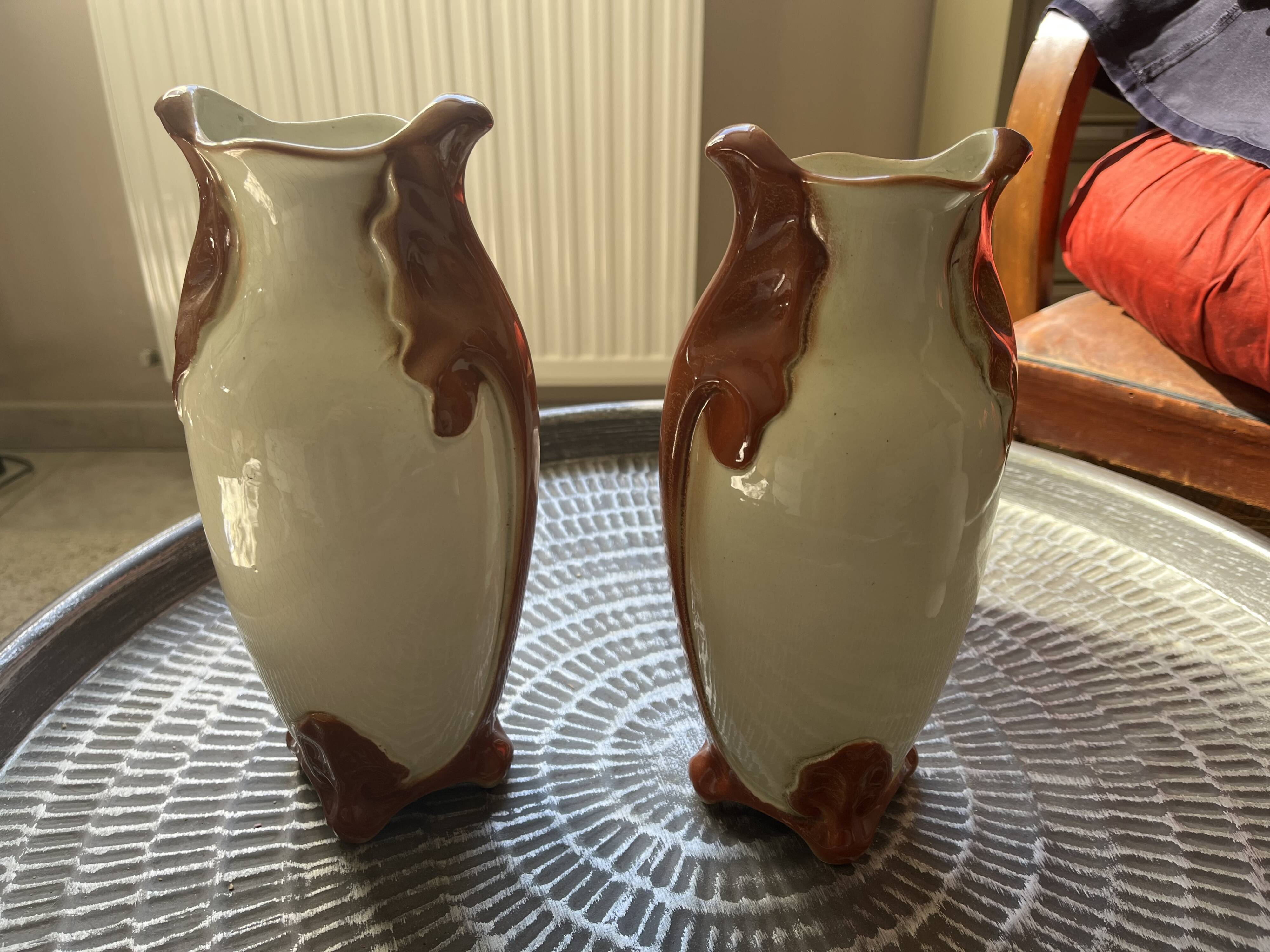 Paire de vase barbotine art nouveau
